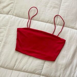 red cropped tank top